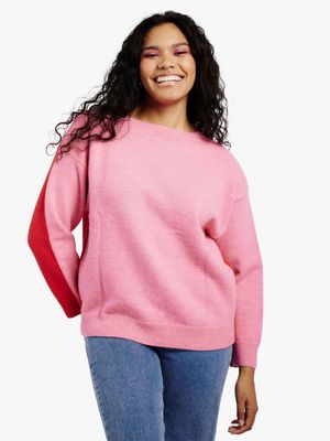 Women's Me&B Pink Two Tone Jumper