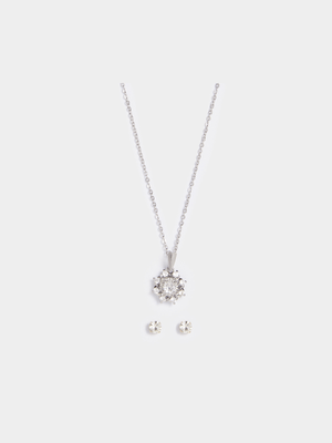 Women's Silver Necklace & Earring Set