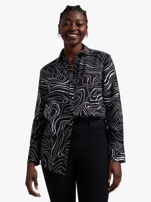 Women's Black Swirl Print Shirt