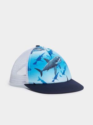 Boy's Blue Shark Trucker Cap