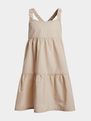 Younger Girl's Stone Tiered Poplin Dress