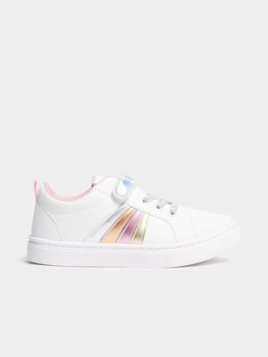 Younger Girl's White Rainbow Sneakers