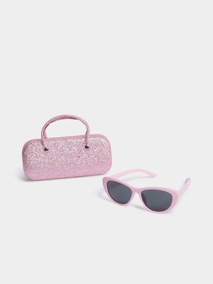 Girl's Glitter Pink Sunglasses & Handbag Set