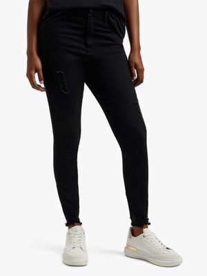 Women's Black Rip & Repair Skinny Jeans