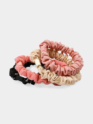 Girl's Pink & Natural 4-Pack Scrunchies