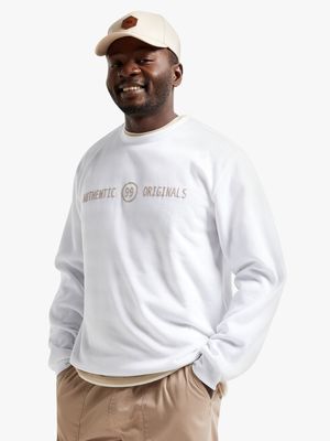 Men's White Graphic Print Sweat Top