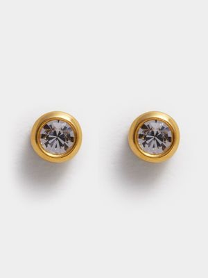 Girl's Gold Crystal Stud Earrings