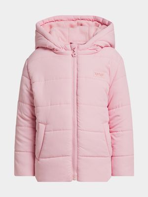 Younger Girl's Pink Puffer Jacket