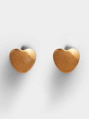 Girl's Gold Heart Stud Earrings