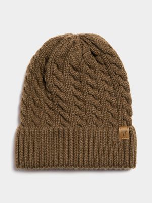 Men's Toffee Cable Knit Beanie