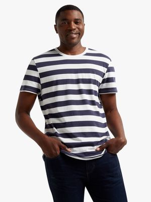 Men's Navy & White Striped T-Shirt