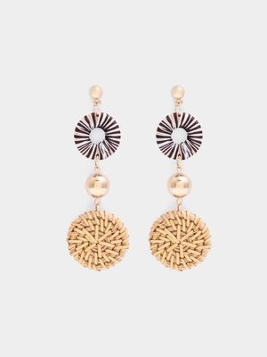 Women's Natural Straw Drop Earrings