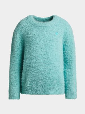 Younger Girl's Aqua Fluffy Jersey