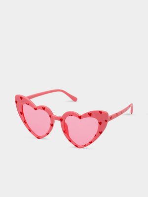 Girl's Pink Heart Sunglasses