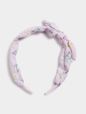 Girl's Pink Butterfly Print Alice Band