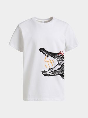 Older Boy's White Graphic Print T-Shirt