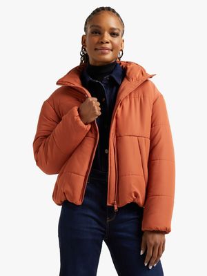 Women's Orange Puffer Jacket