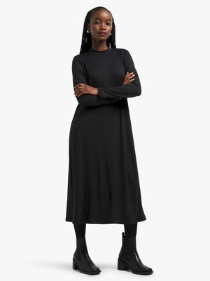 Women's Black Midi T-Shirt Dress