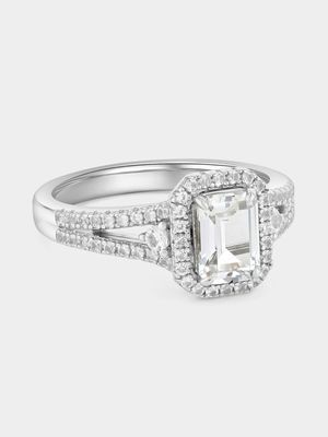 Women's Silver Classic 925 REC EYELID Diamond Ring