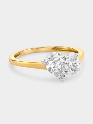 Yellow Gold 1.24ct Lab Grown Diamond Pear & Oval Two-Stone Ring