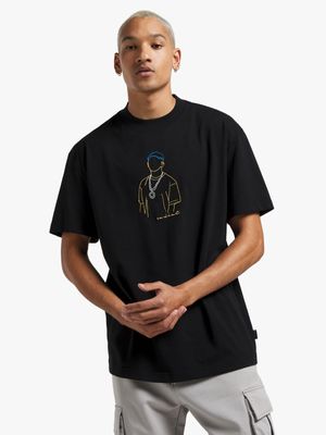 Redbat Men's Black Relaxed Graphic T-Shirt