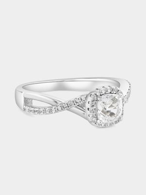 Silver Diamond Female 925 Classic Ring