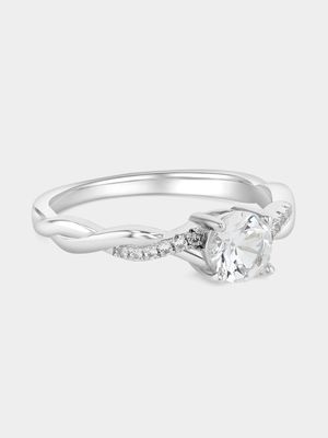 Women's Classic 925 Silver Diamond Twist Ring
