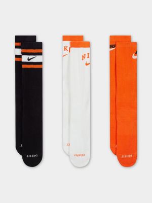 Nike Unisex 3-Pack Plus Cushioned Multicolour Crew Socks