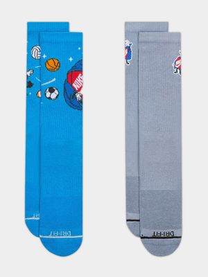 Nike Unisex 2-Pack Everyday Cushioned Multicolour Crew Socks