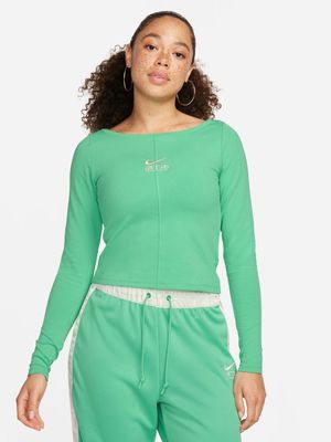 Nike Women's Nsw Green Long Sleeve Top