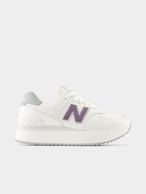 New Balance Women's 574+ White/Purple Sneaker