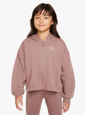 Nike Girs Youth NSW Air French Terry Full-Zip Brown Hoodie