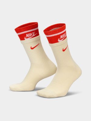 Nike Everyday Plus Cushioned Crew Beige/Red Socks