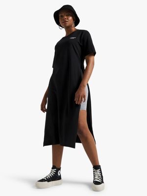 Redbat Women's Double Side Slit Black Dress