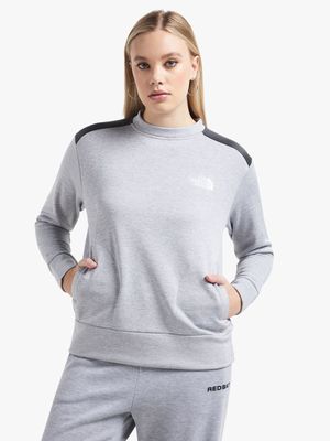 The North Face Women's Reaxion Fleece Greay Heather Crew Sweat Top