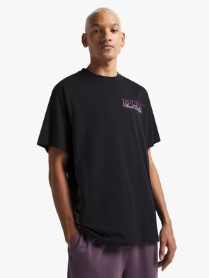 Redbat Men's Black Multi Print Relaxed T-Shirt