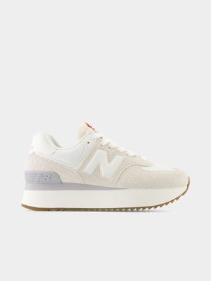 New Balance Women's 574+ White/Cream Sneaker