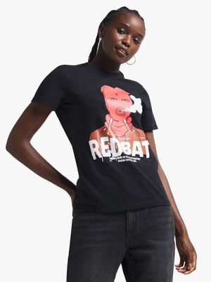 Redbat Women's Black Graphic T-Shirt