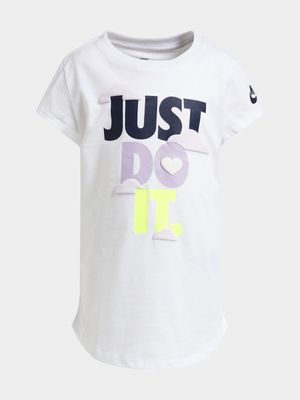 Nike Girls Kids Sweet Swoosh Just Do It White T-Shirt