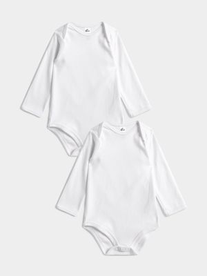 Jet Baby White Long Sleeve 2 Pack Bodysuit