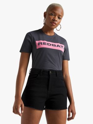 Redbat Women's Block Crew Charcoal  T-Shirt