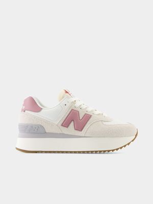New Balance Women's 574+ Pink/Cream Sneaker