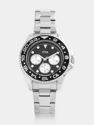 MX Silver Plated Black Dial Bracelet Watch