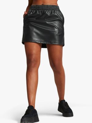 Puma Black Puma Women's Black Leather Skirt