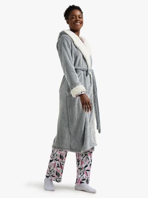 Jet Women's Grey Hooded Long Gown