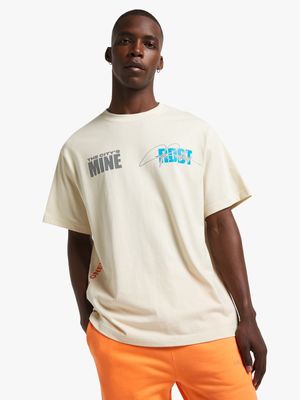 Redbat Men's Off White Relaxed Graphic T-Shirt