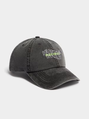 Redbat Unisex Hustle Embroidered Black Wash Cap