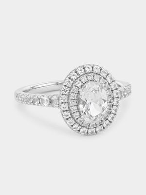 Women's 925 Silver Classic Halo Diamond Ring