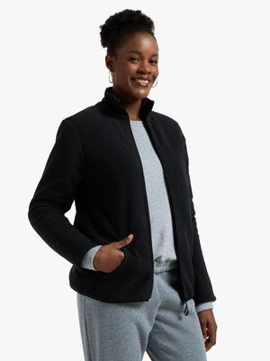 Jet Women's Black Zip Through Fleece Jacket