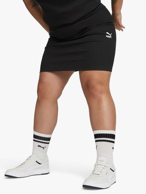Puma Women's Classics Black Ribbed Skirt